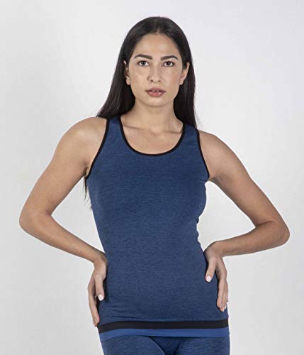 HEART and SOUL Damen Zoe Scratched Elements-Seamless Tanktop, Blu Melange, M-L von HEART and SOUL