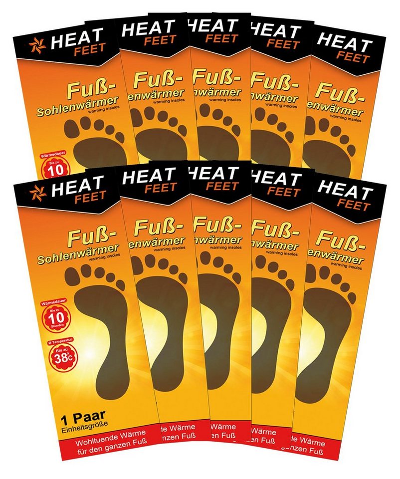 HEAT FEET Thermosohlen 10 Paar Fußsohlenwärmer Heat Feet Wärmesohlen Schuhwärmer von HEAT FEET