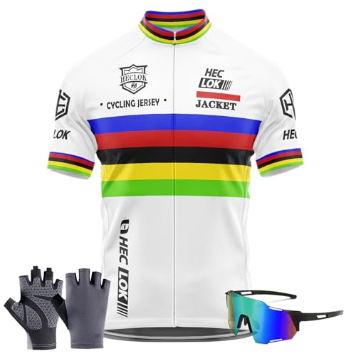 Kurzarm Radtrikot Herren Elastische Atmungsaktive T-Shirt Jersey Funktionsshirt Schnell Trocknen Stoff， Sommer Fahrradbekleidung，Fahrradtrikot für Radsport Outdoor Sport (TYP-1,4XL) von HECLOK