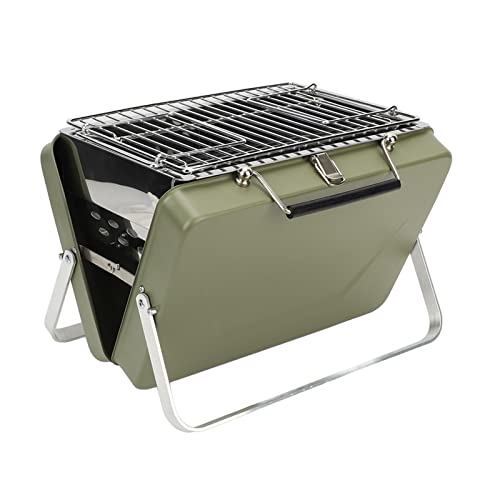 Klappbarer BBQ-Grill, Tragbarer Holzkohlegrill, Einfache Installation, Mini für Camping (Grün) von HEEPDD