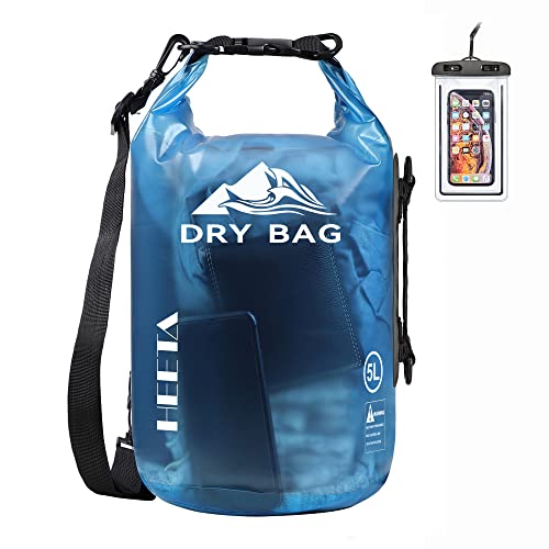HEETA Dry Bag Wasserdichter Packsack 5L/10L/20L Wasserdicht Taschen mit Handytasche und Gurte für Boot und Kajak, Angeln, Rafting, Schwimmen(Blau) -20L von HEETA
