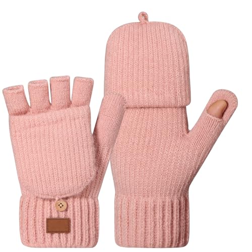 HEEZOU Frauen Winddichte Halbfinger Winterhandschuhe Isoliertes Strick Design Mit Doppelschicht Fleece Futterhandschuhen Frauen HEEZOU Frauen Winddichte Halbfinger Winterhandschuhe Isoliertes Strick Design Mit Doppelschicht Fleece Futterhandschuhen Frauen von HEEZOU