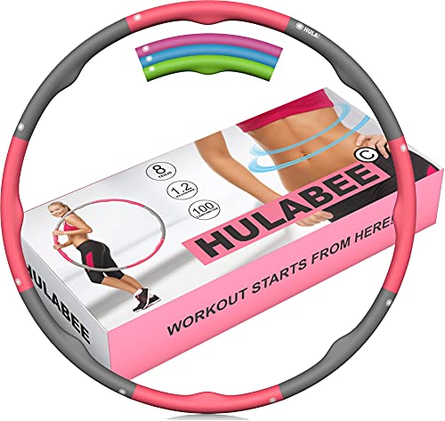 HEGG HULABEE Professioneller Hula-Hoop-Reifen zum Abnehmen leicht gemacht, 8 Elemente, universell anpassbar, Workout & Training für Erwachsene und Kinder, Blau/Grau von HEGG