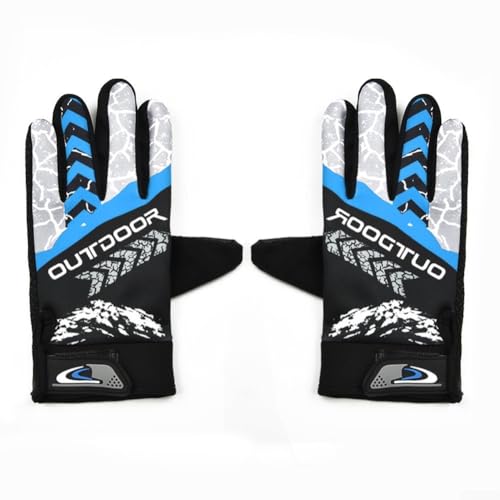 HEIBTENY Schweißabsorbierende Outdoor-Handschuhe für Motorrad, Radfahren, langlebig und praktisch (L Blau) von HEIBTENY