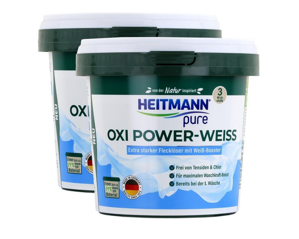 HEITMANN Heitmann pure Oxi Power-Weiss 500g - Flecklöser mit Weiß-Booster (2er Vollwaschmittel von HEITMANN