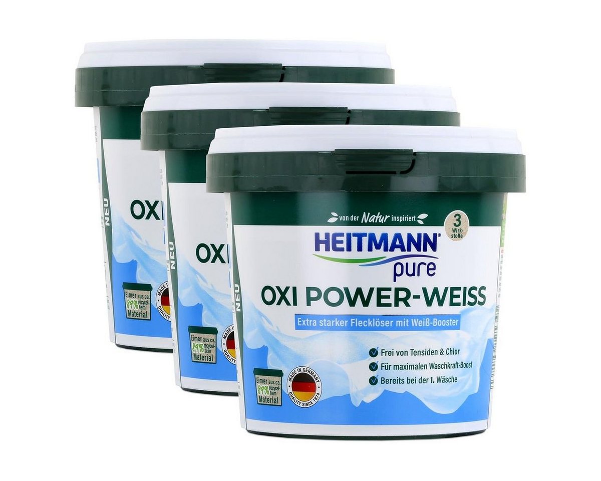 HEITMANN Heitmann pure Oxi Power-Weiss 500g - Flecklöser mit Weiß-Booster (3er Vollwaschmittel von HEITMANN