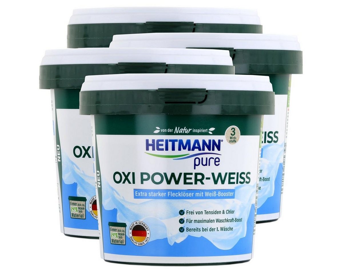 HEITMANN Heitmann pure Oxi Power-Weiss 500g - Flecklöser mit Weiß-Booster (4er Vollwaschmittel von HEITMANN