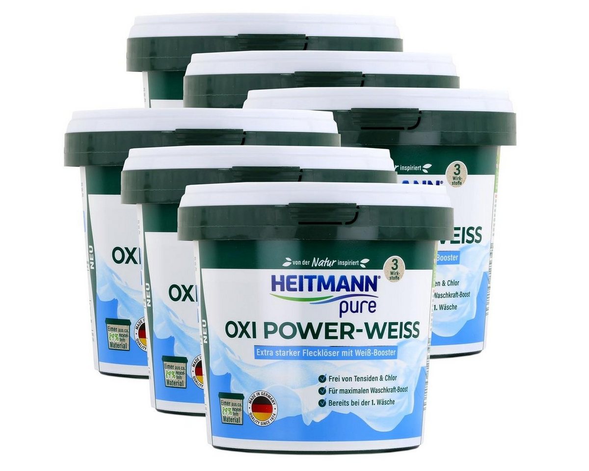 HEITMANN Heitmann pure Oxi Power-Weiss 500g - Flecklöser mit Weiß-Booster (6er Vollwaschmittel von HEITMANN