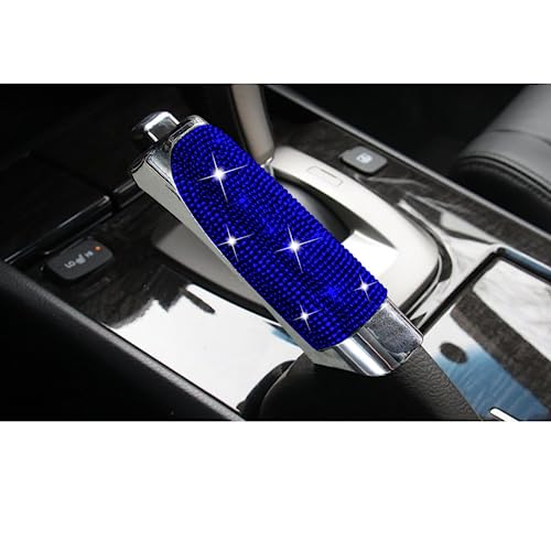 1 Pc Intarsien Diamant Hand Bremse Set Auto Handbremse Hülse Abdeckung Anti-Skid Auto Feststellbremse Auto Teile Auto zubehör (Blau) Passend für die meisten Automodelle von HEJIAL