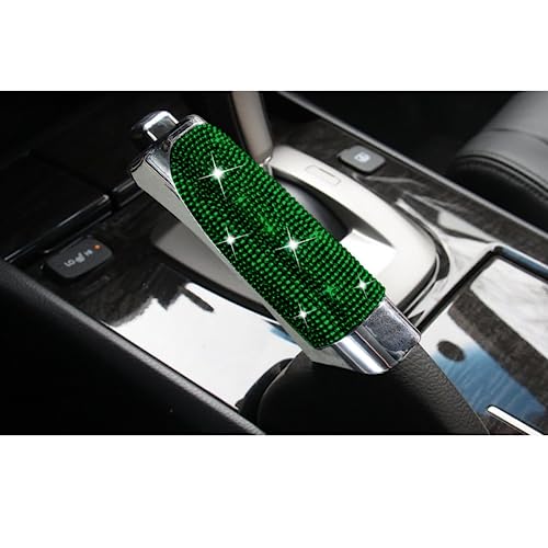 1 Stück eingelegter Diamant-Handbremssatz, Auto-Handbremshülsenabdeckung, rutschfeste Auto-Feststellbremse, Autoteile, Autozubehör (grün) Passend für die meisten Automodelle von HEJIAL
