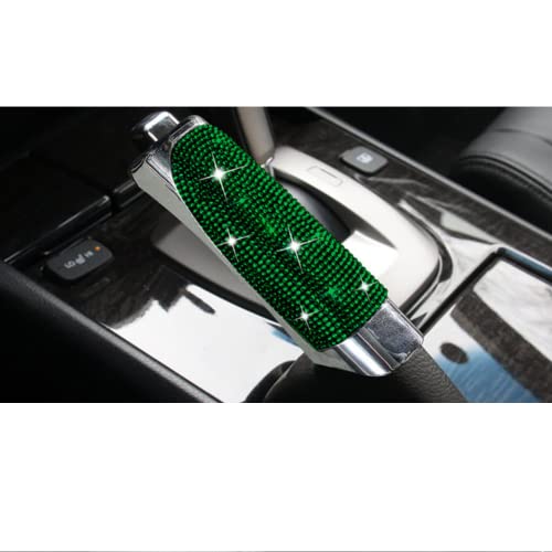 Diamant-Auto-Handbremsschutz-Abdeckung, Auto-Styling, Strass-Bling-Dekor, rutschfestes Innenzubehör (grün) Passend für die meisten Automodelle von HEJIAL