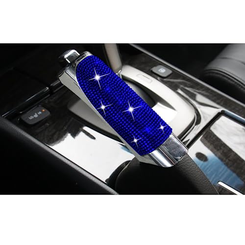 Neue Luxus Bling Auto Zahnräder Handbremse Abdeckung Auto Dekoration Auto Styling Diamant Rosa Auto Assessoires Innen (Blau) Passend für die meisten Automodelle von HEJIAL