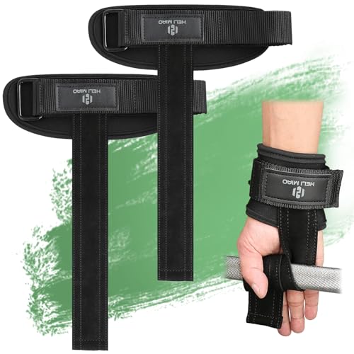 Zughilfen Krafttraining –Lifting Straps aus Rindsleder für Crossfit, Bodybuilding, Fitness, Krafttraining – Fitness Straps Für Damen & Herren von HELI MIAO