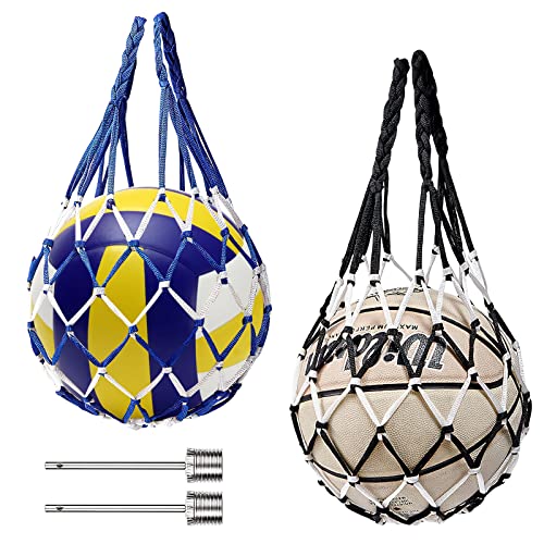 HENGBIRD 2 Stücke Ballnetz Net Tasche Tragbare Ballnetz Sports Ball Ballnetz mit 2 Kugelnadeln Balltragenetz Ball Carry Net, Single Ball Carrier für Fußball, Basketball, Volleyball, Rugbyball von HENGBIRD