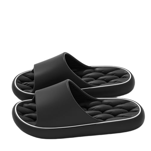 HENGIN Badelatschen Hausschuhe Moderutschen Elastische Schuhe Bunte Turnschuhe In Tür Badezimmer Pantoffeln-Schwarz-40-41 von HENGIN