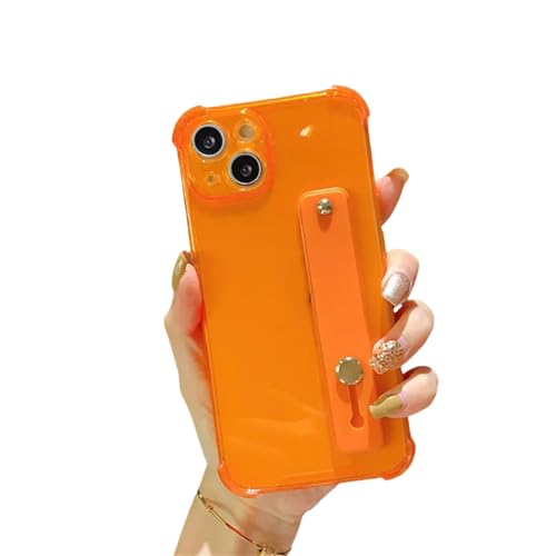 HENGIN Handyhülle Vier Ecke Anti -Herbst -Armband -Gurthalter -Telefonhülle Für iPhone 15 14 13 12 11 Pro Max TPU Soft Schockdcover-Orange-Für Iphone11 (6.1 ") von HENGIN