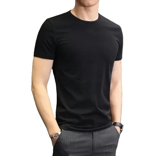 HENGIN Herren T-Shirt Männer T-Shirts Weiß Schwarze Kurze Ärmel Lose Runde Halsboden Hemden 3pcs-schwarz-XL von HENGIN