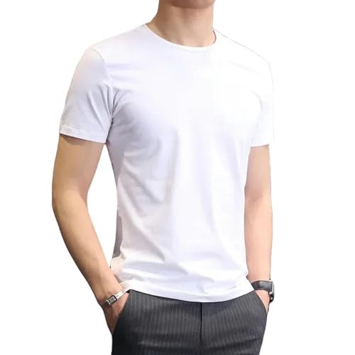 HENGIN Herren T-Shirt Männer T-Shirts Weiß Schwarze Kurze Ärmel Lose Runde Halsboden Hemden 3pcs-weiß-3xl von HENGIN