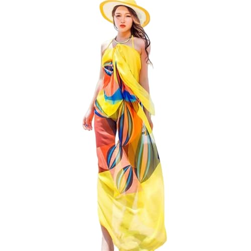 HENGIN Strandtuch Sommer Frauen Strand Sarongs Schals Design Bikini Kleider Vertuschen-Gelb von HENGIN