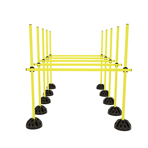 HENGMEI Agility Grid Set Sprungstangen Set Hürdenset Trainingshilfe Training für Hürdenparcours und Sprungtraining, Trainingsstangen für konditionelles(Gelb) von HENGMEI