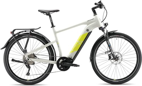 HEPHA E-Bike Trekking 7 Long Range, Elektrofahrrad 708Wh Akku (bis zu 200KM), 80Nm Mittelmotor Pedelec, 10-Gang, APP, Unisex, 27,5 Zoll, Modell 2023(Highstep, Hellgrau, M-49cm) von HEPHA