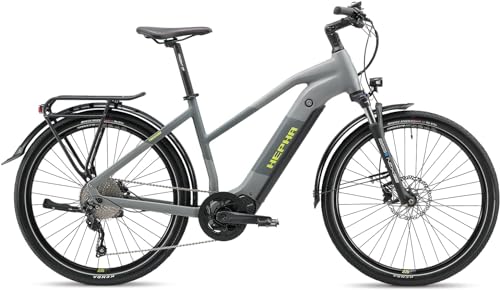 HEPHA E-Bike Trekking 7 Performance, 90Nm Mittelmotor, 708Wh abnehmbar Akku (bis zu 200Km), APP, 10-Gang, Federgabel 63mm, 27.5 Zoll, Modell 2023(Lowstep, Dark Grey, M-46cm) von HEPHA