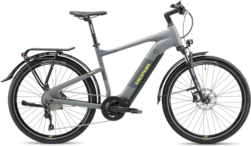 HEPHA E-Bike Trekking 7 Performance, 90Nm Mittelmotor, 708Wh abnehmbar Akku (bis zu 200Km), APP, 10-Gang, Federgabel 63mm, 27.5 Zoll, Modell 2023(Highstep, Dark Grey, L-52cm) von HEPHA