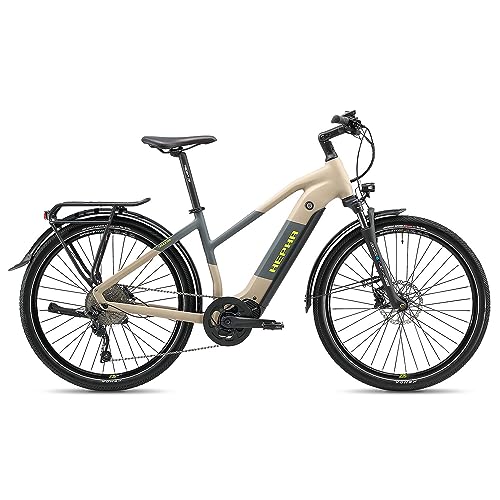 HEPHA E-Bike Trekking 7 Ultra, 100Nm Mittelmotor Elektrofahrrad, 708Wh Akku (bis zu 200Km), Smart APP, 10-Gang, Federgabel 63mm, 27.5 Zoll, Modell 2023(Lowstep, Sand, L-49cm) von HEPHA