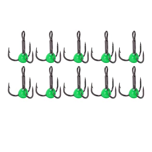 Drillinge, 10 Stück/Set Angel-Drillinge, Korrosionsbeständigkeit aus Kohlenstoffstahl, Angelköder, Farbiger Bohrhaken Für Barsch-Forellenkarpfen(Grün) von HERCHR
