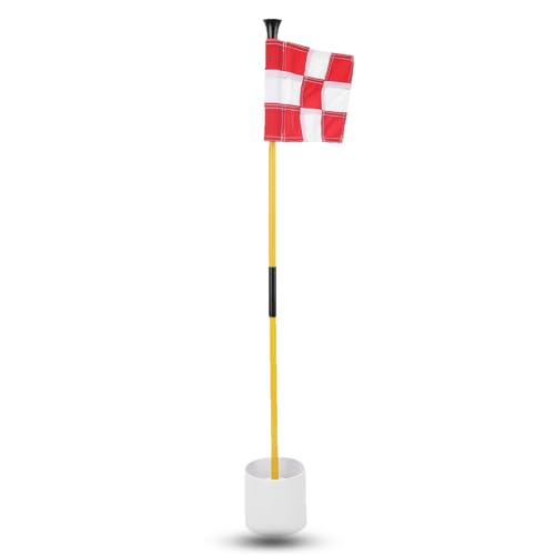 Golf Pin Flag Hole Cup Set, Mini Putting Green Flagstick Yard Tragbares Golf Pin Flag Hole Cup Set 2-teiliges Abnehmbares Übungszubehör Für Golf(rot-Weiss) von HERCHR
