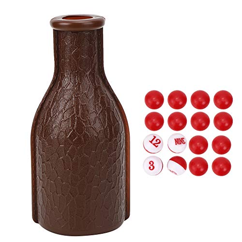 HERCHR Billard-Shaker-Flasche, Gummi-Billard-Pool-Shaker-Flasche Mit 16 Nummerierten Tally-Kugeln, Pool-Würfelbox, Billard-Zubehör(Braun) von HERCHR
