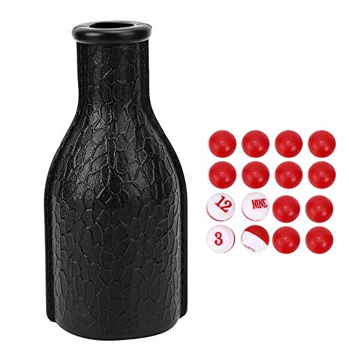 HERCHR Billard-Shaker-Flasche, Gummi-Billard-Pool-Shaker-Flasche Mit 16 Nummerierten Tally-Kugeln, Pool-Würfelbox, Billard-Zubehör(Schwarz) von HERCHR