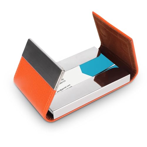 Visitenkartenetui, Porta tarjetas de visita de Color Naranja para Mujeres personalizadas, estuche para tarjetas de visita de Cuero de PU para Hombres Billetera para tarjetas de visita von HERCHR