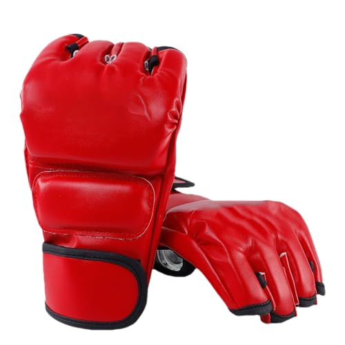 MMA-Handschuhe Hybrid Open Palm Kampfsporthandschuhe Männer Frauen Erwachsene Kampfsport Boxhandschuh Training Muay Thai Schlagen Kickboxen(Rot) von HERCHR
