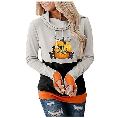 HERSIL Halloween Kostüme Sweatshirt Damen Oversized Bequeme Jumper Langarm Sport Bluse Geist Shirts Tops Kuschelig Kürbis Sweatshirt von HERSIL