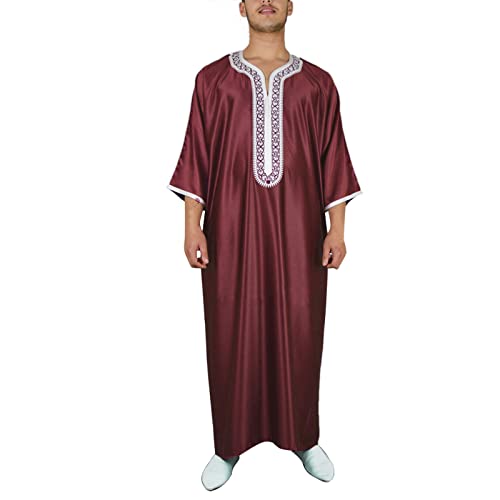 Islamische Gebetskleidung Für Männer Dubai Thobe Seite Split Kurzarm Muslimische Kaftan Gebetskleidung Ramadan Afghanische Robe Muslimische Kleidung Herren von HERSIL