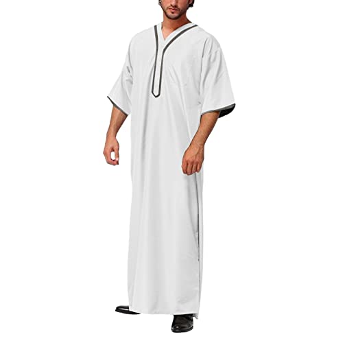 Islamische Gebetskleidung Für Männer Vintage Kaftan Lang Casual Gebetskleidung Robe Muslimische Einfarbig Afghanische Thobe Muslime Kleidung Herren Fur Gebet von HERSIL