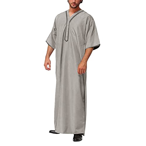 Islamische Gebetskleidung Für Männer Vintage Kaftan Lang Casual Gebetskleidung Robe Muslimische Einfarbig Afghanische Thobe Muslime Kleidung Herren Fur Gebet von HERSIL
