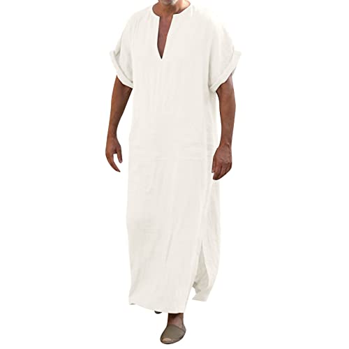 Muslimische Kleidung Herren Dubai Robe Kurzarm Langarm Muslimische Kaftan Kleider Casual Knopf Thobe Abaya Dubai Herren von HERSIL