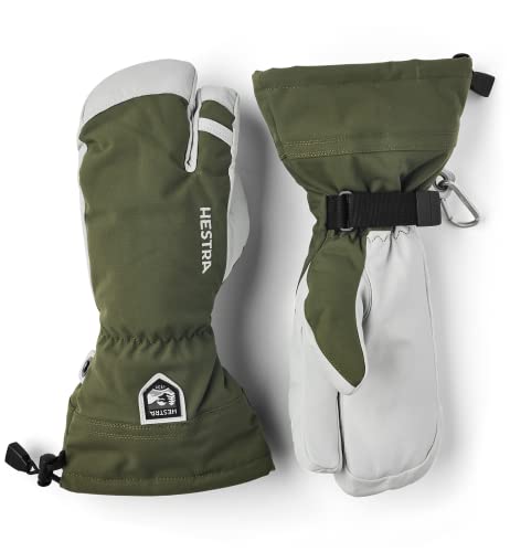 Hestra Army Leather Heli Ski 3-Finger Größe 9 olive von HESTRA