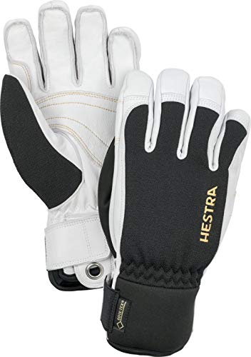 Hestra Army Leather Gore-TEX Short – Wasserdicht Eng anliegende 5-Finger Schneehandschuhe für Skifahren und Bergsteigen – Schwarz/Offwhite – 9 von HESTRA
