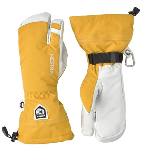 Hestra Heli Ski 3-Finger Handschuhe Lederhandschuhe Skihandschuhe Damenhandschuhe Herrenhandschuhe (9 HS - gelb) von HESTRA