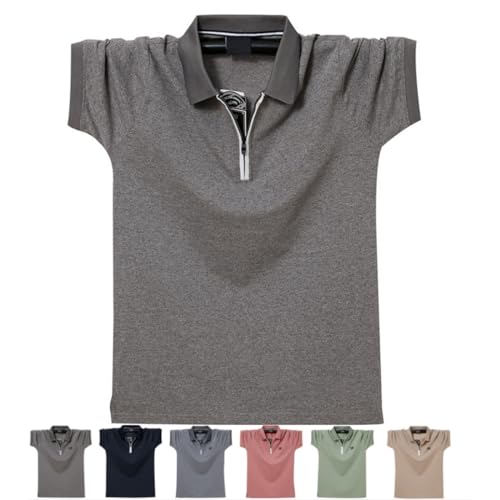 HESYSUAN Lässiges Kurzarm-Poloshirt für Herren, atmungsaktiv, für Sommer, kurzärmelig, Laufen, Golf, schnelltrocknendes T-Shirt (grau, XXL) von HESYSUAN