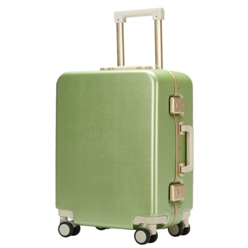 HEWOOJA Reisekoffer Gepäck Damen Leder Strukturiert Mute Universal Rad Passwort Box Langlebiger Und Starker Koffer Trolley Trolley (Color : Green, Size : 20in) von HEWOOJA