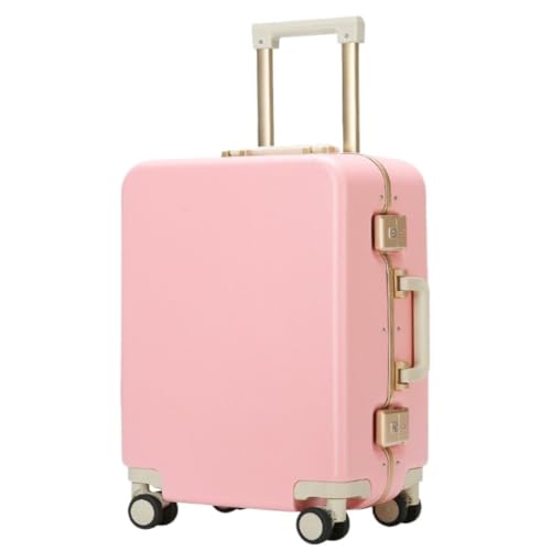 HEWOOJA Reisekoffer Gepäck Damen Leder Strukturiert Mute Universal Rad Passwort Box Langlebiger Und Starker Koffer Trolley Trolley (Color : Pink, Size : 22in) von HEWOOJA