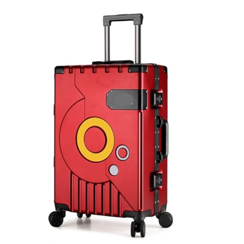 HEWOOJA Reisekoffer Herren- und Damenkoffer, Ins-Trolley-Koffer, Universal-Rad-Boarding-Koffer, Gepäck, Passwort, Ledertasche Trolley (Color : Red, Size : 22in) von HEWOOJA