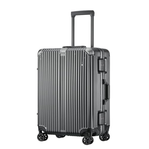 HEWOOJA Reisekoffer Hochwertiger Trolley-Koffer Mit Aluminiumrahmen, 20/24/28-Zoll-Boarding-Koffer, Internet-Promi-Koffer Trolley (Color : Gray, Size : 20in) von HEWOOJA