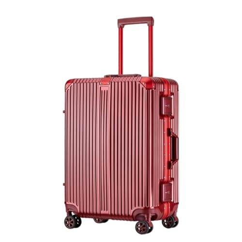 HEWOOJA Reisekoffer Hochwertiger Trolley-Koffer Mit Aluminiumrahmen, 20/24/28-Zoll-Boarding-Koffer, Internet-Promi-Koffer Trolley (Color : Red, Size : 24in) von HEWOOJA