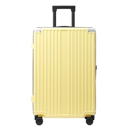 HEWOOJA Reisekoffer Koffer Trolley-Koffer Getränkehalter Koffer Universalrad Passwortbox Lederkoffer Boarding-Koffer Trolley (Color : Yellow, Size : 26in) von HEWOOJA