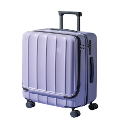 HEWOOJA Reisekoffer Neuer Koffer mit Frontöffnung, Trolley-Koffer, 18-Zoll-Boarding-Koffer, Studentenkoffer for Männer und Frauen, Schließfach Trolley (Color : Purple, Size : 20in) von HEWOOJA